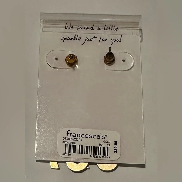 Francesca’s “Mrs” Gold and Rhinestone Earrings - Picture 2 of 2